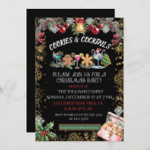 Cocktails & Cookies Weihnachtsfeier  Feiertagskarte (Vorne/Hinten)