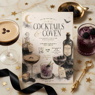 Cocktails & Coven Halloween-Cocktailparty Feiertagskarte