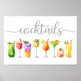 Cocktails Dekoration in Aquarellfarben