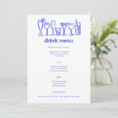 Cocktails Doodle Sketch Modernes CUSTOM Getränk Menükarte (Stehend Vorderseite)
