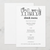 Cocktails Doodle Sketch Modernes CUSTOM Getränk Menükarte (Vorne/Hinten)