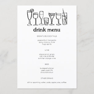 Cocktails Doodle Sketch Modernes CUSTOM Getränk Menükarte