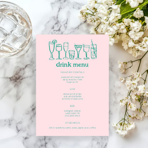 Cocktails Doodle Sketch Modernes CUSTOM Getränk Menükarte