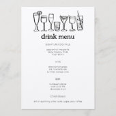 Cocktails Doodle Sketch Modernes Rustikales CUSTOM Menükarte (Vorderseite)