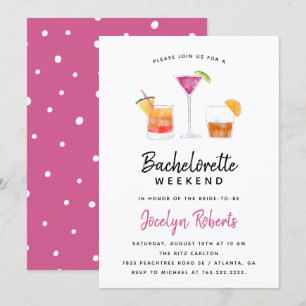Cocktails Drinks Bachelorette Wochenende Party Einladung
