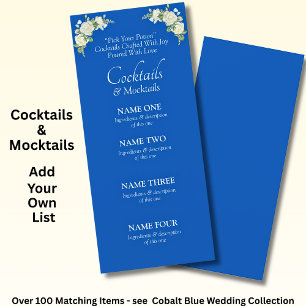 Cocktails Drinks Menü Karte - Cobalt Blue & White