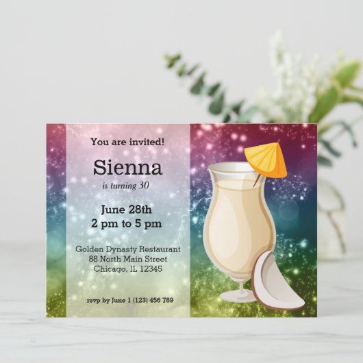 Cocktails Einladung (Stehend Vorderseite)