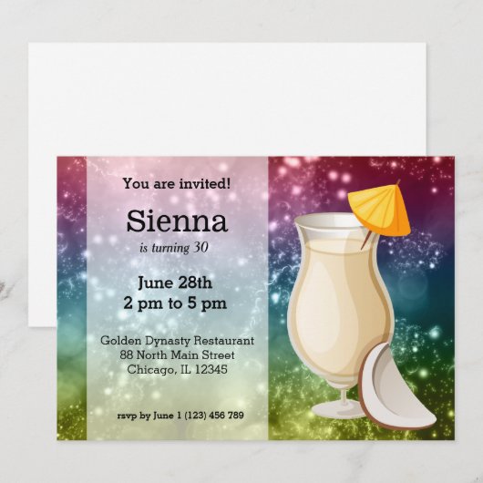 Cocktails Einladung (Vorne/Hinten)