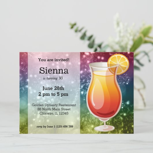 Cocktails Einladung (Stehend Vorderseite)