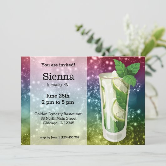 Cocktails Einladung (Stehend Vorderseite)