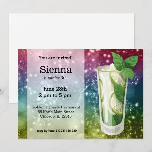 Cocktails Einladung (Vorne/Hinten)