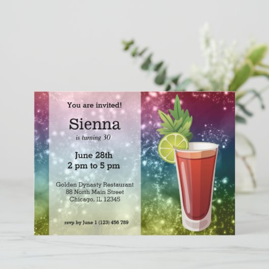 Cocktails Einladung (Stehend Vorderseite)