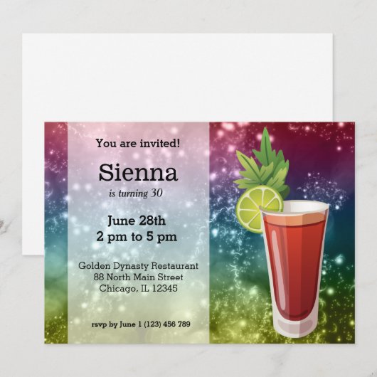 Cocktails Einladung (Vorne/Hinten)
