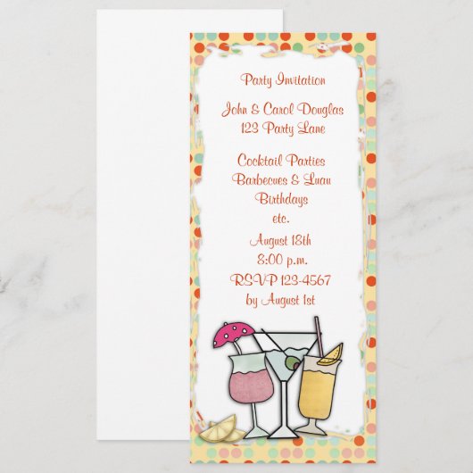 Cocktails Einladung (Vorne/Hinten)