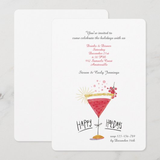 Cocktails Einladung (Vorne/Hinten)