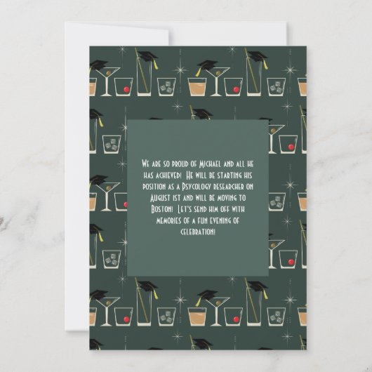 Cocktails Einladung Martini Bar Graduation Party (Rückseite)