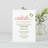 Cocktails Einladung zum Geburtstag (Stehend Vorderseite)