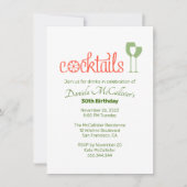 Cocktails Einladung zum Geburtstag (Vorderseite)
