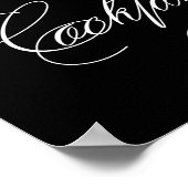 Cocktails | Elegantes Weiß-Script auf Black Bar Si Poster (Ecke)