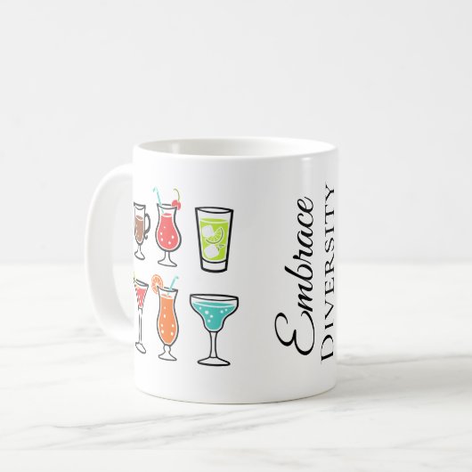 Cocktails Embrace Diversity Bachelorette Kaffeetasse (Vorderseite Links)