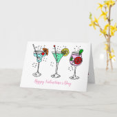 Cocktails feiern den Valentinstag Karte (Gelbe Blume)