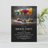Cocktails Feiertagsparty Einladung (Stehend Vorderseite)