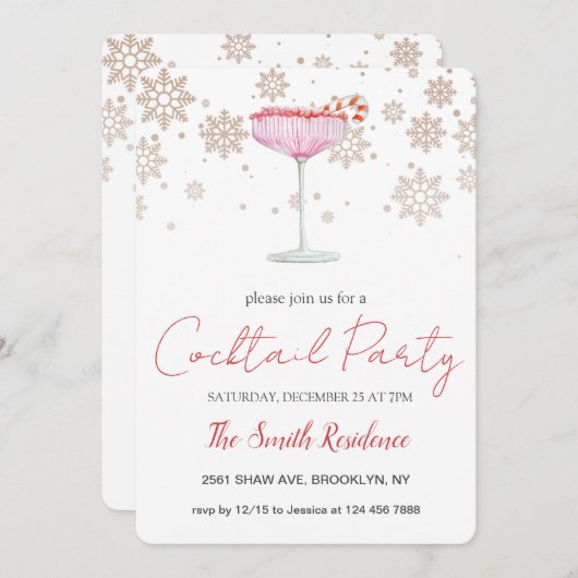Cocktails Festliche Getränke Niedlich Einladung (Vorne/Hinten)