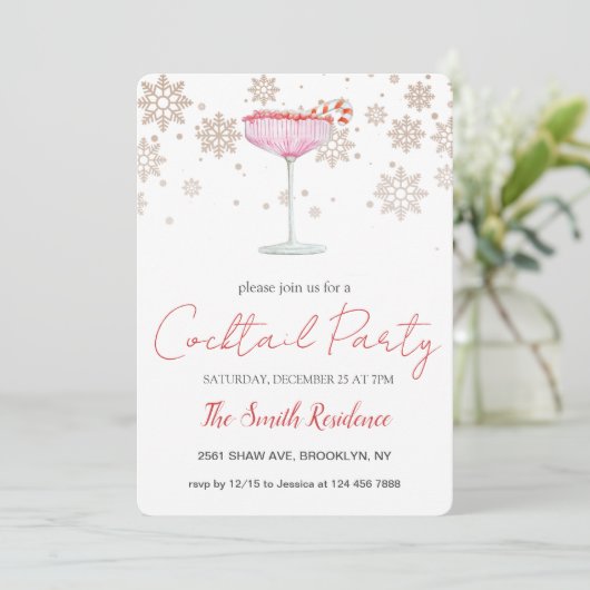 Cocktails Festliche Getränke Niedlich Einladung (Stehend Vorderseite)