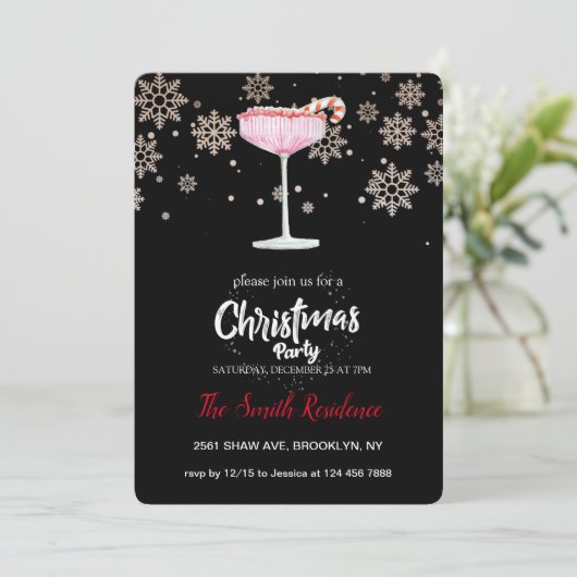 Cocktails Festliche Getränke Niedlich Einladung (Stehend Vorderseite)