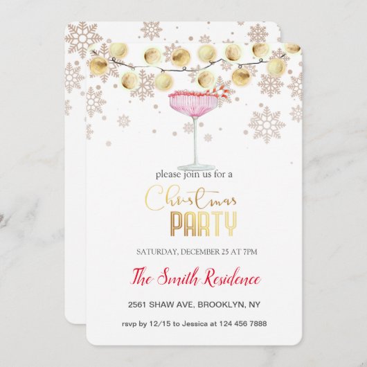 Cocktails Festliche Getränke Niedlich Einladung (Vorne/Hinten)