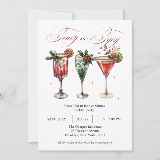 Cocktails Festliche Getränke Weihnachts-Party Einladung (Vorderseite)