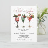 Cocktails Festliche Getränke Weihnachts-Party Einladung (Stehend Vorderseite)