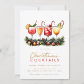 Cocktails Festliche Getränke Weihnachts-Party Einladung (Vorderseite)
