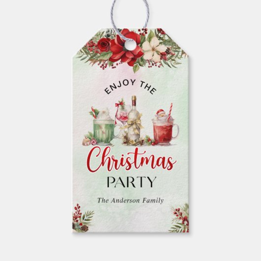 Cocktails Festliche Getränke Weihnachts-Party Geschenkanhänger (Vorderseite)