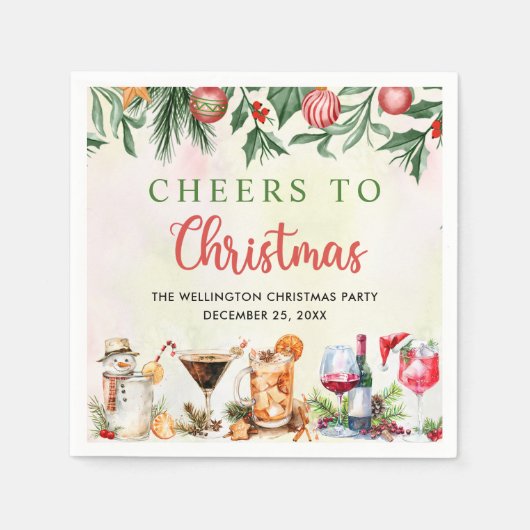 Cocktails Festliche Getränke Weihnachts-Party Serviette (Vorderseite)