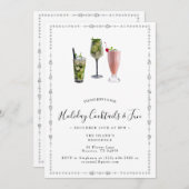 Cocktails & Fun Weihnachten Party Einladung (Vorne/Hinten)