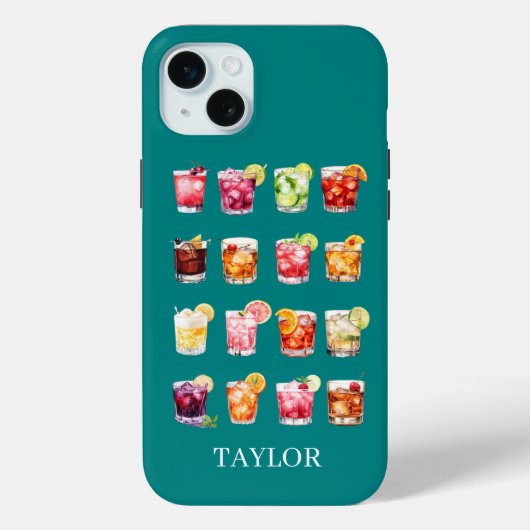 Cocktails Galore Monogrammiert Case-Mate iPhone Hülle (Rückseite)