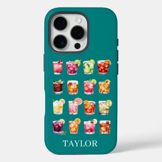 Cocktails Galore Monogrammiert Case-Mate iPhone Hülle (Rückseite)