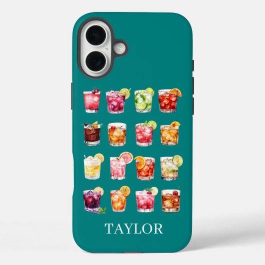 Cocktails Galore Monogrammiert Case-Mate iPhone Hülle (Rückseite)