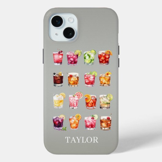 Cocktails Galore Monogrammiert Case-Mate iPhone Hülle (Rückseite)