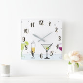 Cocktails Getränke Bubbly Alkohol Wein Küche Quadratische Wanduhr (Zuhause)