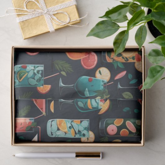 Cocktails Getränkemuster. Alkoholische Getränke Seidenpapier (Geschenk)