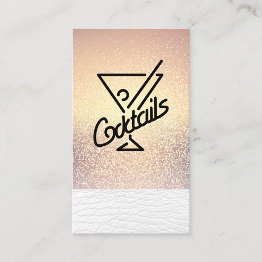 Cocktails / Glamour Gold Glitzer Visitenkarte (Vorderseite)