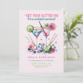 Cocktails Glitzer Candy Carnival Geburtstag - JA Einladung (Stehend Vorderseite)
