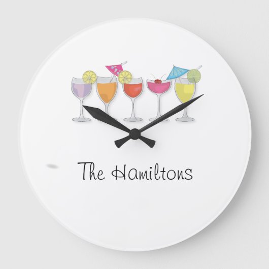 Cocktails Große Wanduhr (Vorderseite)