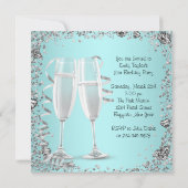 Cocktails High Heels Aquamarin 21. Geburtstag Part Einladung (Rückseite)