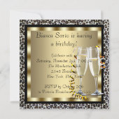 Cocktails Hochhaushose Frauen Leopard Geburtstag Einladung (Rückseite)