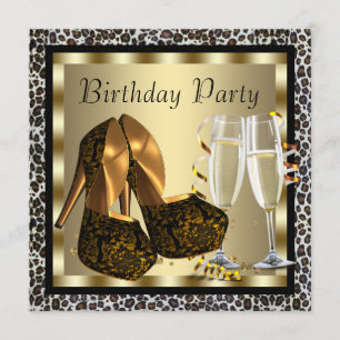 Cocktails Hochhaushose Frauen Leopard Geburtstag Einladung