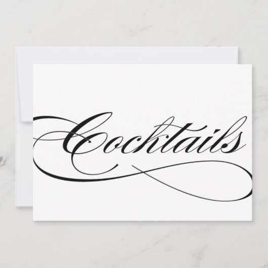 Cocktails Hochzeitsempfang schöne Schrift Einladung (Vorderseite)