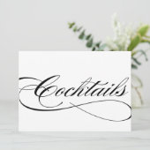 Cocktails Hochzeitsempfang schöne Schrift Einladung (Stehend Vorderseite)